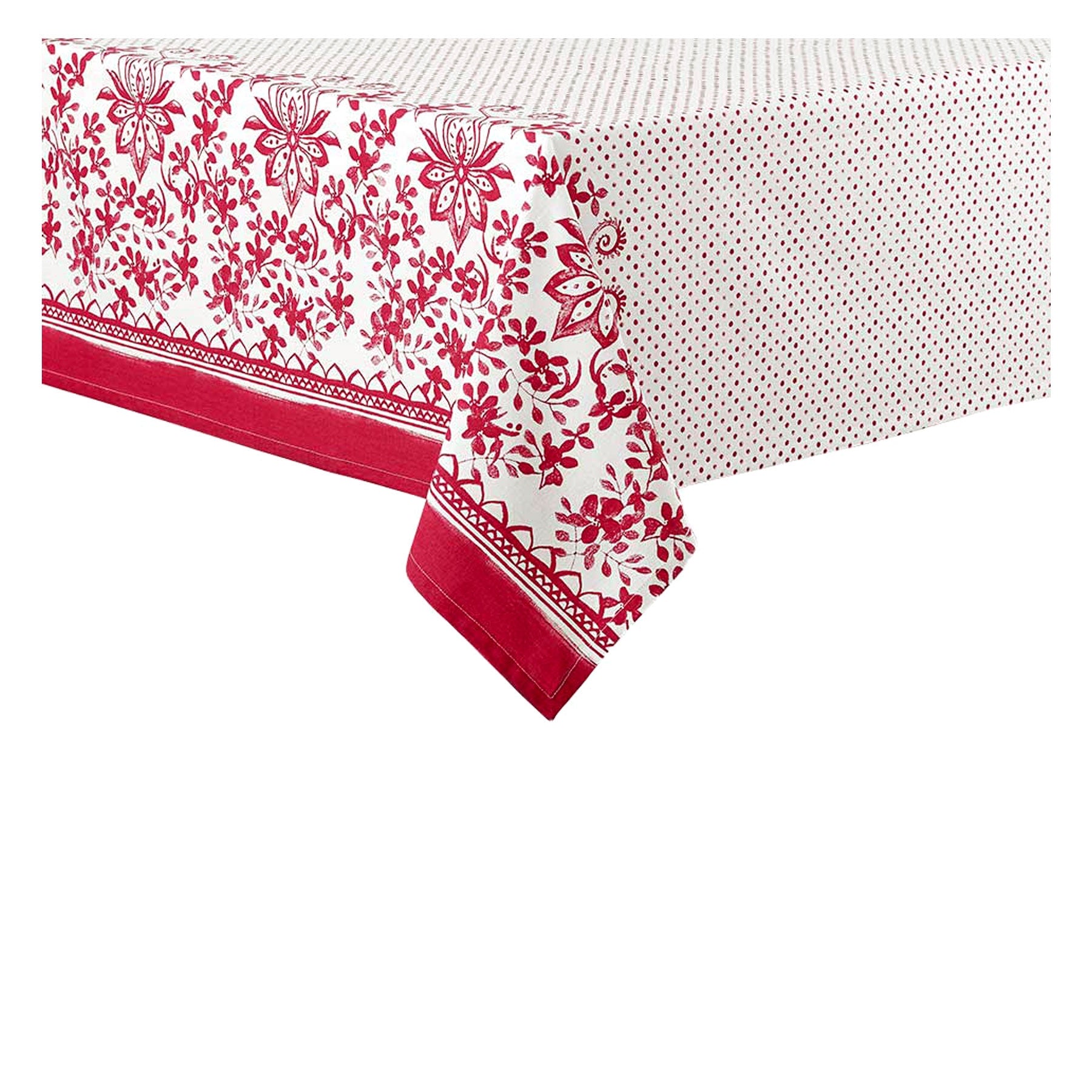 Ladelle Watercolour Floral Tablecloth Rectangular 150 x 225cm Red