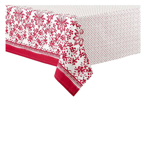 Ladelle Watercolour Floral Tablecloth Rectangular 150 x 265cm Red