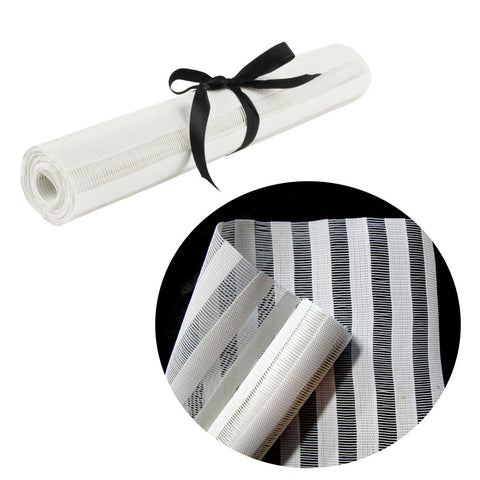 Ladelle Cairo Woven Vinyl Table Runner 30 x 155cm Striped Ivory
