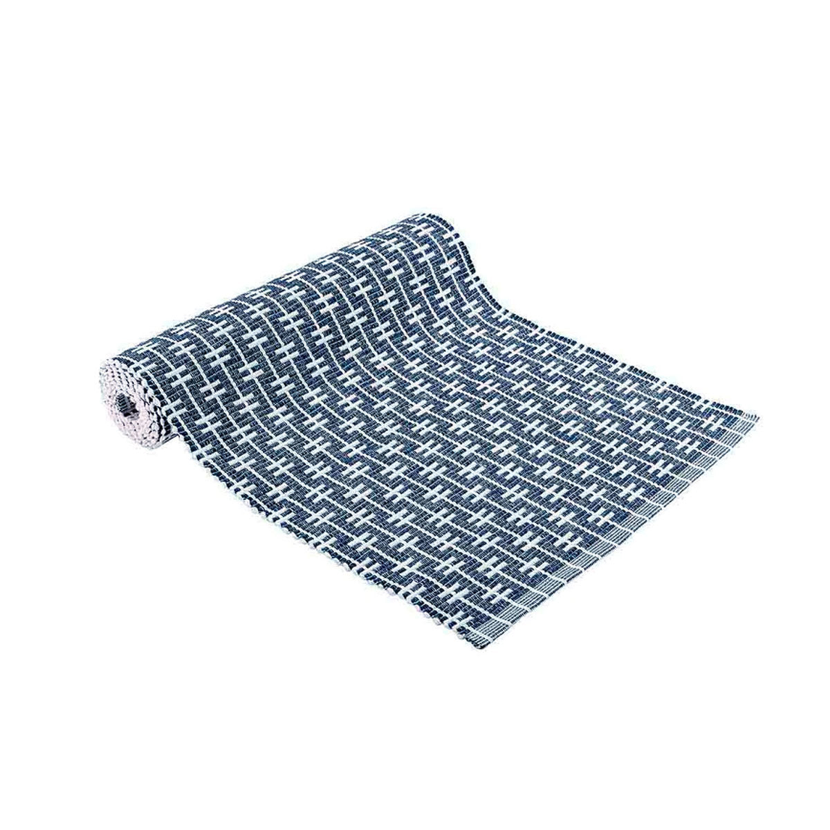 Ladelle Eden Ribbed Eco Recycled Cotton Tablerunner 33 x 150cm Blue