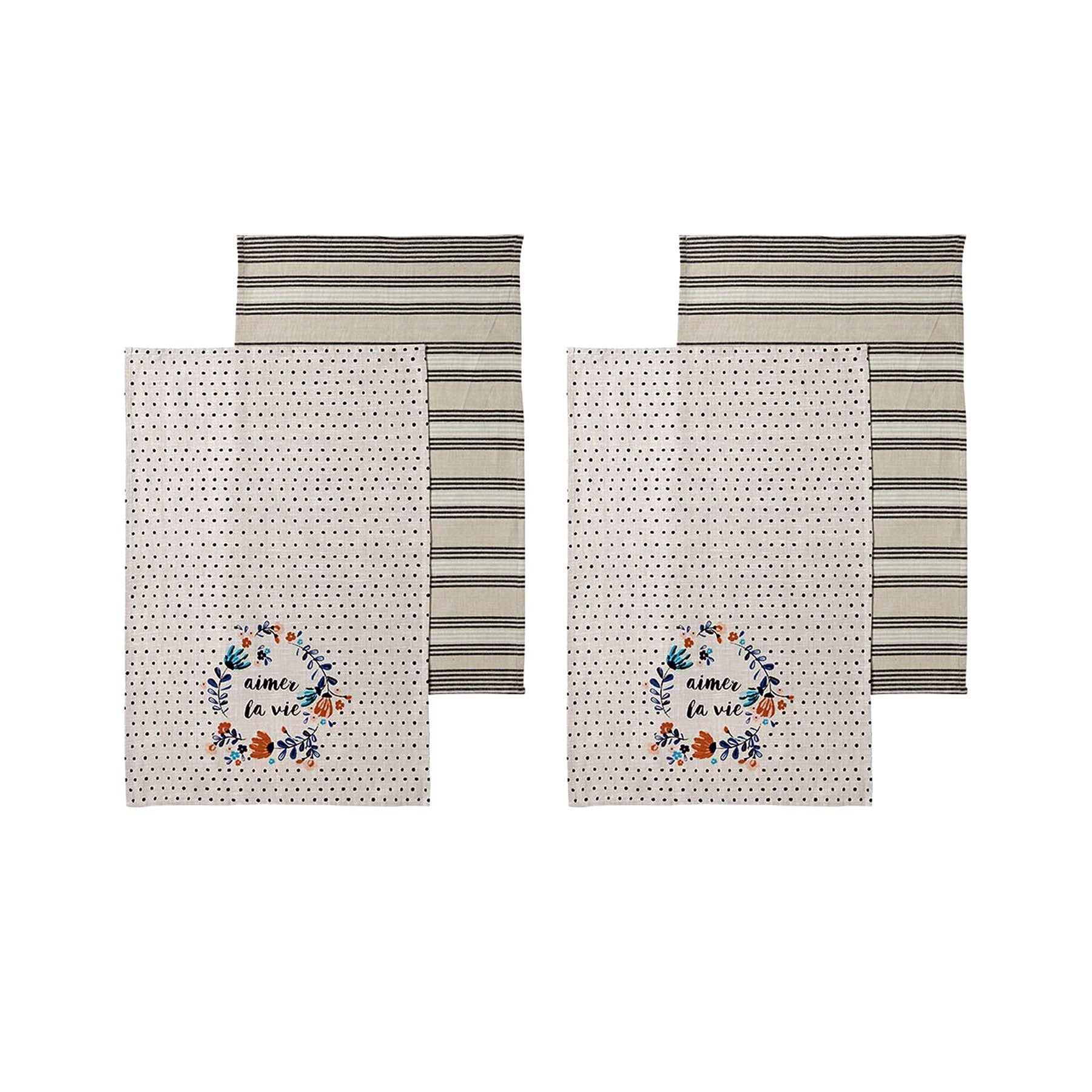 Ladelle Set of 4 Aimer La Vie Kitchen Cotton Tea Towels