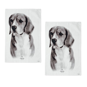 Set of 2 Beagle Dogs Cotton Kitchen Tea Towels 50 x 70cm