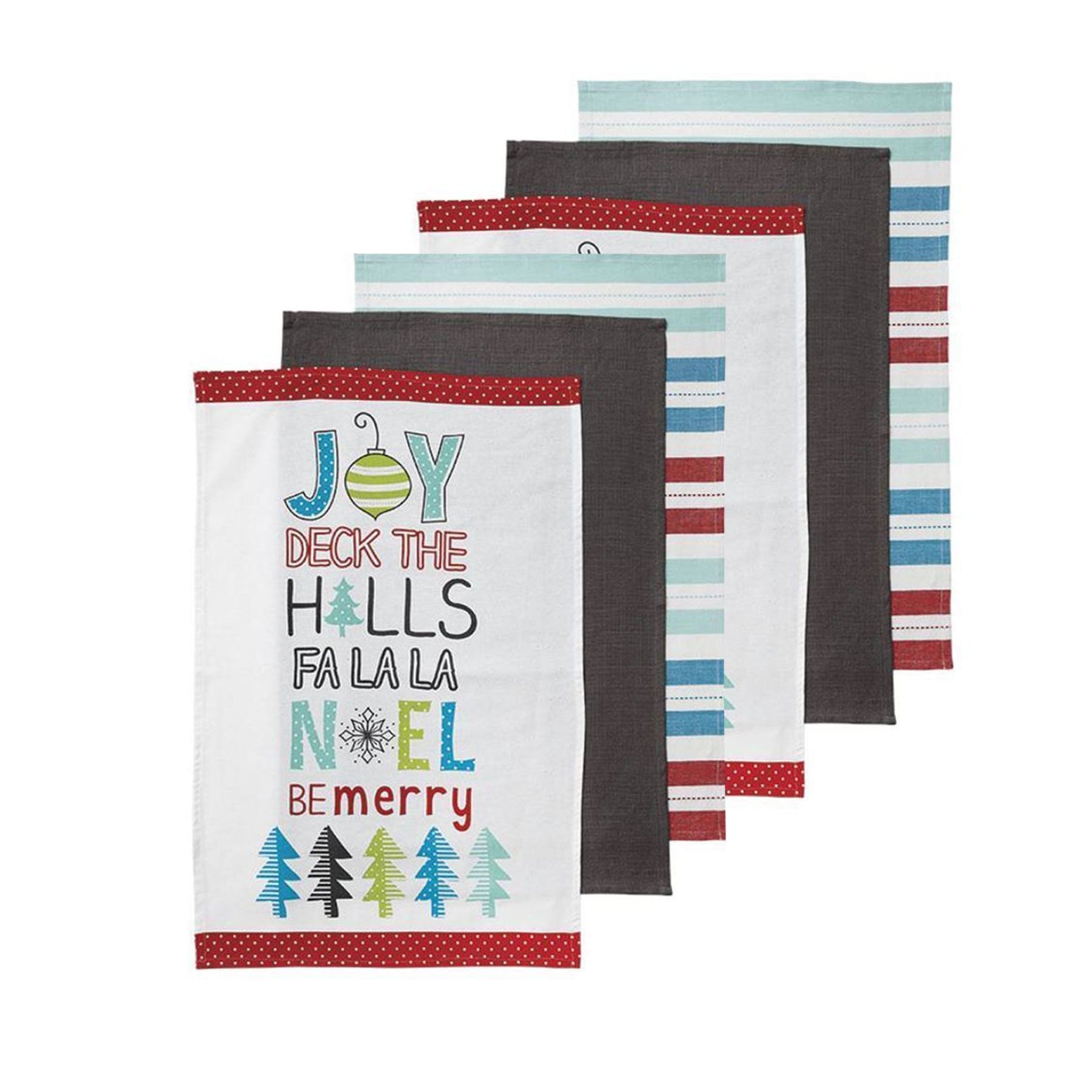 Ladelle Set of 6 Be Merry Christmas Xmas Kitchen Cotton Tea Towels
