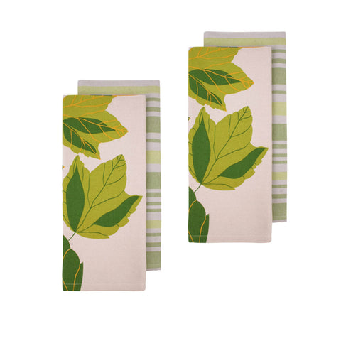 Harvest Time Set of 4 Cotton Kitchen Towels Green