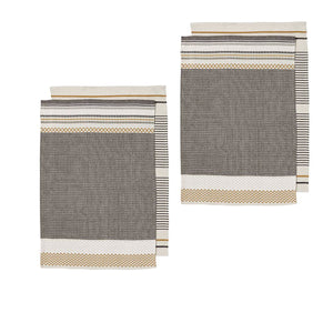 Ladelle Intrinsic Set of 4 Cotton Kitchen Towels Bold Charcoal Grey 45 x 70cm