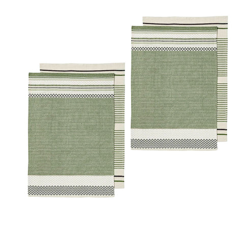 Ladelle Intrinsic Set of 4 Cotton Kitchen Towels Bold Green 45 x 70cm