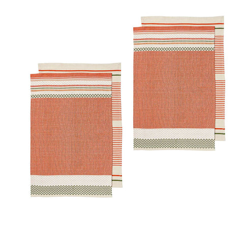 Ladelle Intrinsic Set of 4 Cotton Kitchen Towels Bold Rust 45 x 70cm