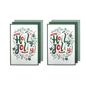 Joyful Jolly Christmas Set of 6 Cotton Kitchen Towels Green