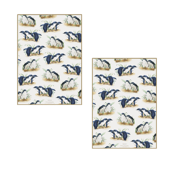 Set of 2 Birds of Australia Kitchen Tea Towels Penguin 50 x 70cm