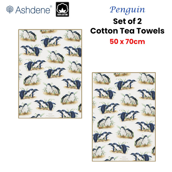 Set of 2 Birds of Australia Kitchen Tea Towels Penguin 50 x 70cm