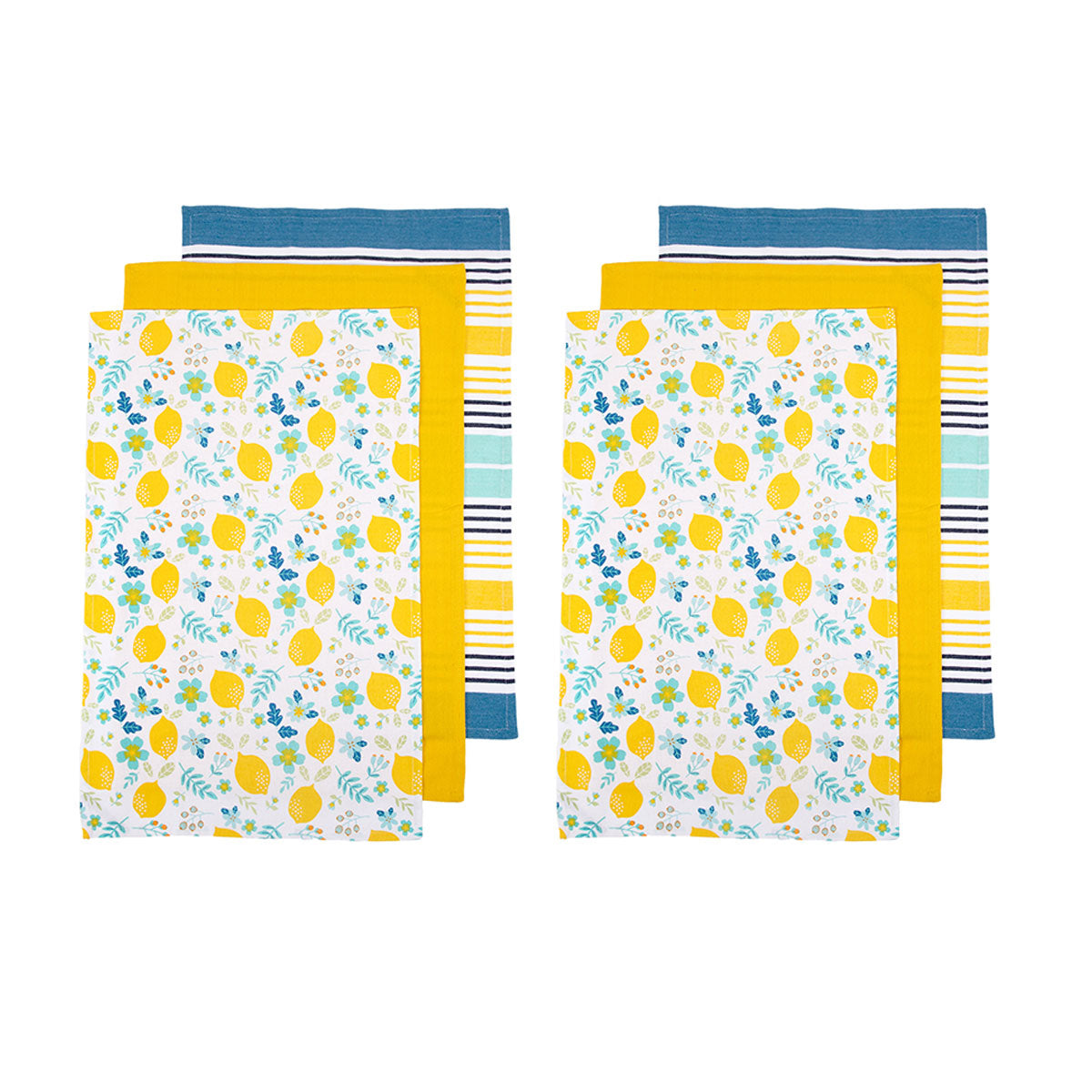 Set of 6 Positano Cotton Kitchen Tea Towels 50 x 70 cm White