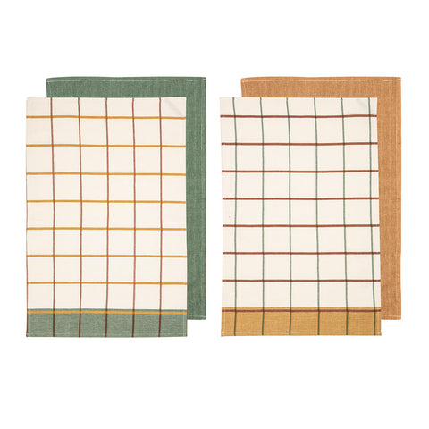 Set of 4 Retreat Cotton Kitchen Tea Towels 50 x 70 cm Mix