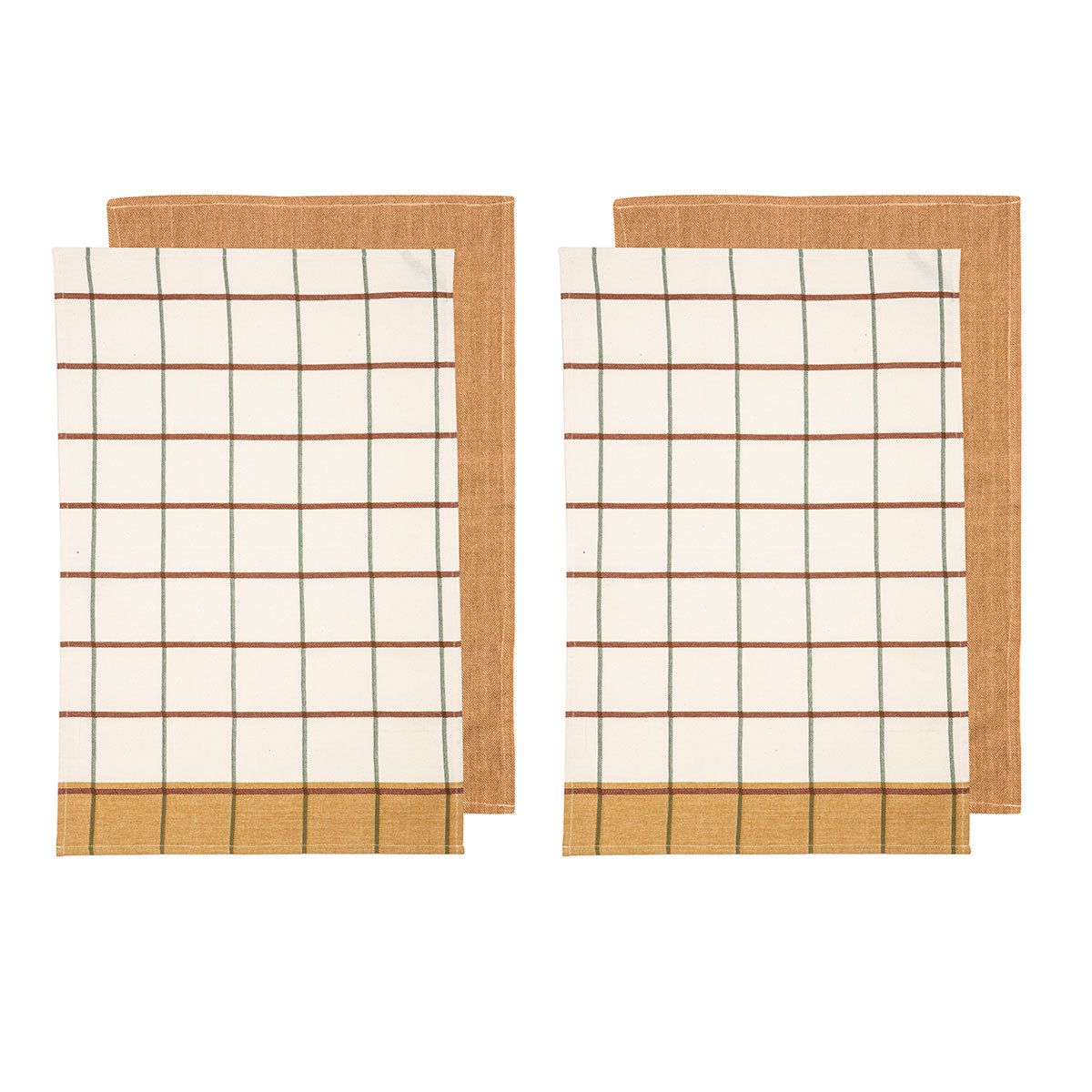 Set of 4 Retreat Cotton Kitchen Tea Towels 50 x 70 cm Mustard