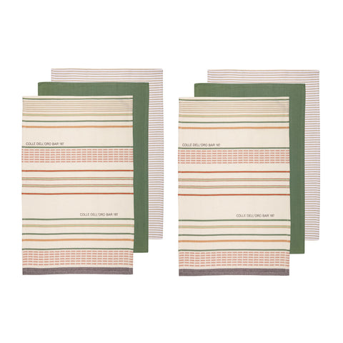 Set of 6 Sanctuary Cotton Kitchen Tea Towels 50 x 70 cm Green