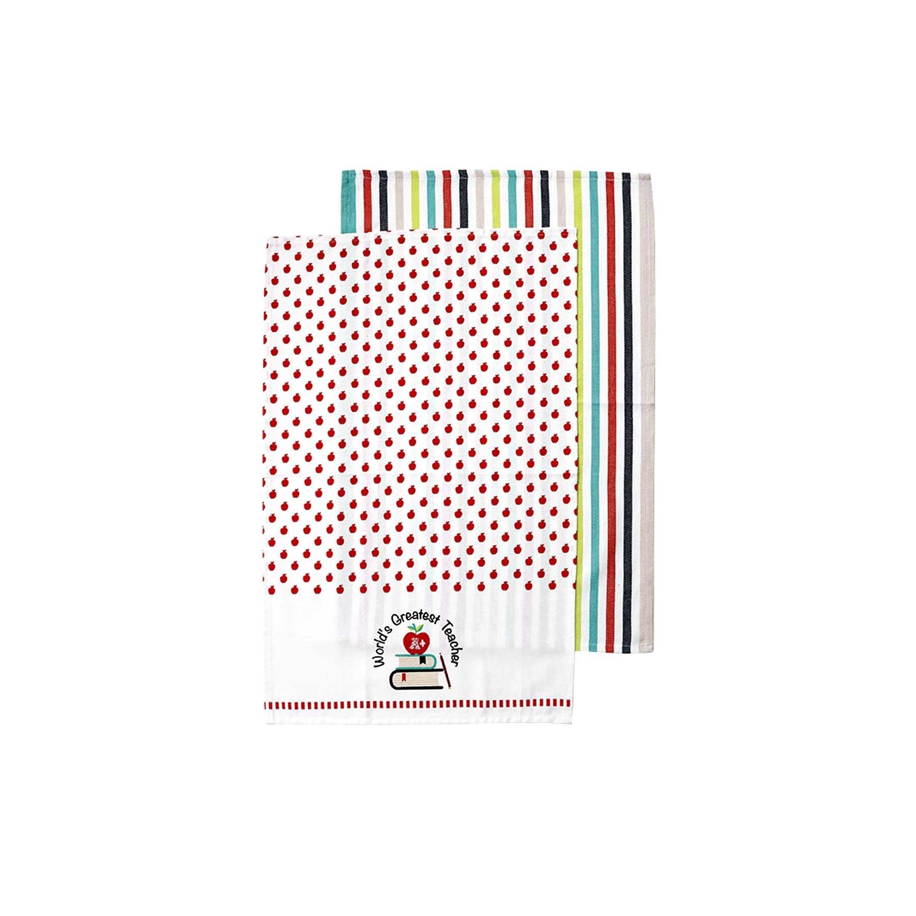 Ladelle Set of 2 World's Greatest Teacher Kitchen Cotton Tea Towels