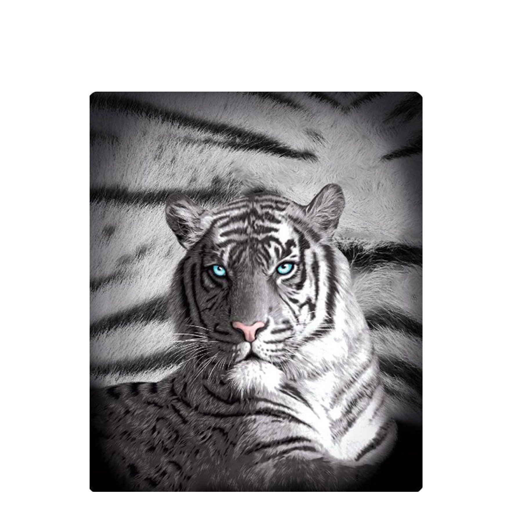 Just Home Blue Eyes Stripes Tiger Polar Fleece Throw Blanket 127 x 152cm
