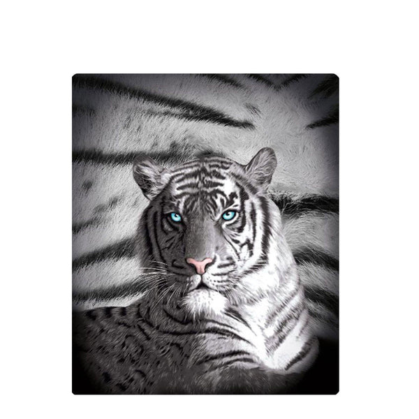 Just Home Blue Eyes Stripes Tiger Polar Fleece Throw Blanket 127 x 152cm