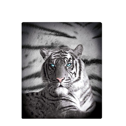 Just Home Blue Eyes Stripes Tiger Polar Fleece Throw Blanket 127 x 152cm