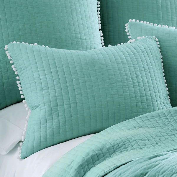 Jenny Mclean Clavo Pompom 3 Pce Bedspread Coverlet Comforter Quilt Set Blue Queen
