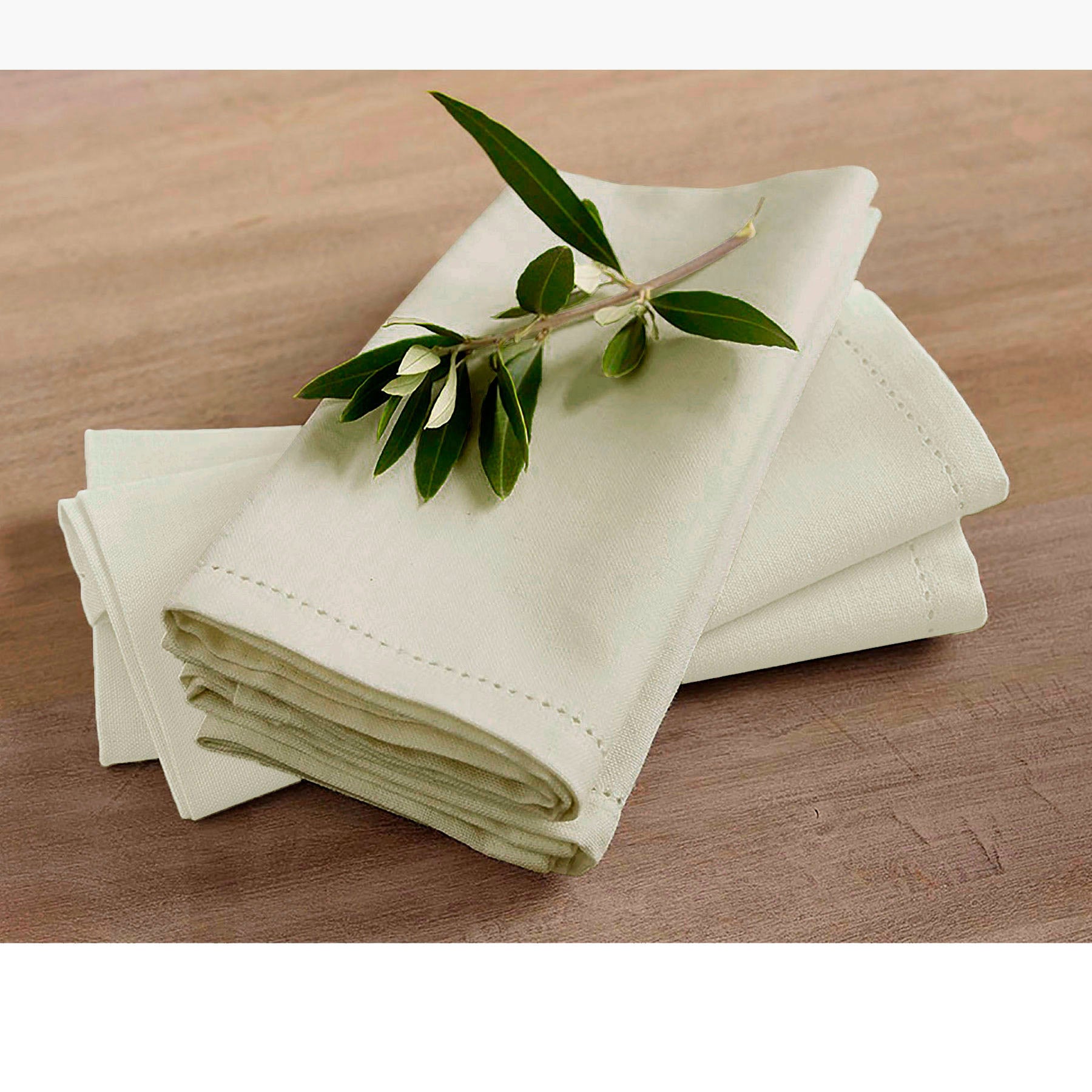 Rans Set of 4 Cotton Hemstitch Napkins 45 x 45cm Beige