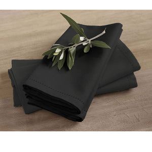 Rans Set of 4 Cotton Hemstitch Napkins 45 x 45cm Black