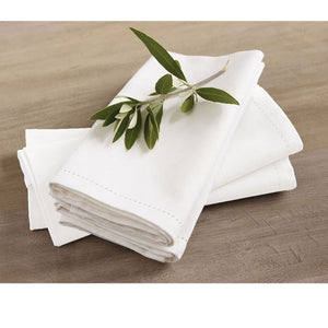 Rans Set of 4 Cotton Hemstitch Napkins 45 x 45cm White