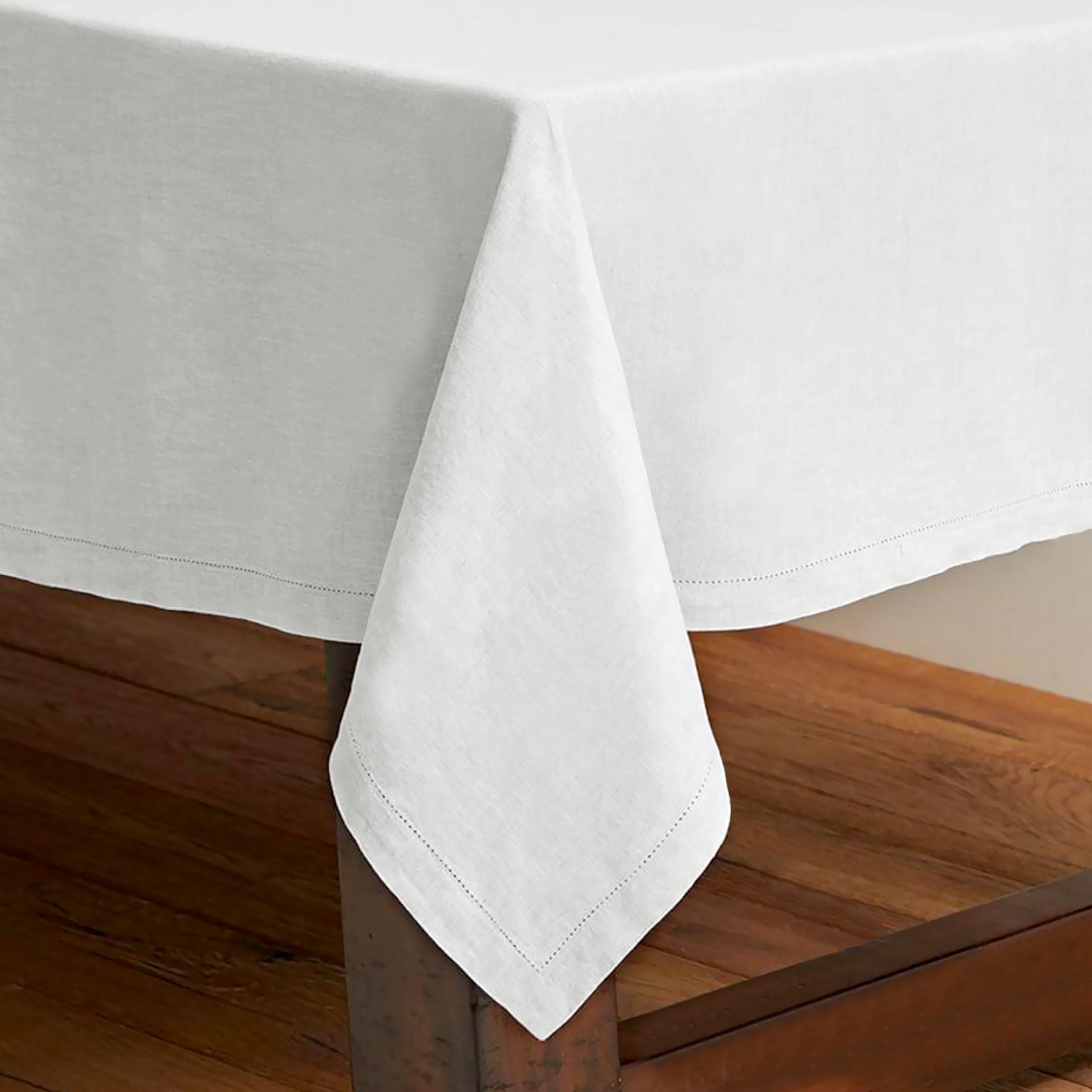 Rans Pure Cotton Hemstitch Tablecloth Rectangular 130 x 180cm White