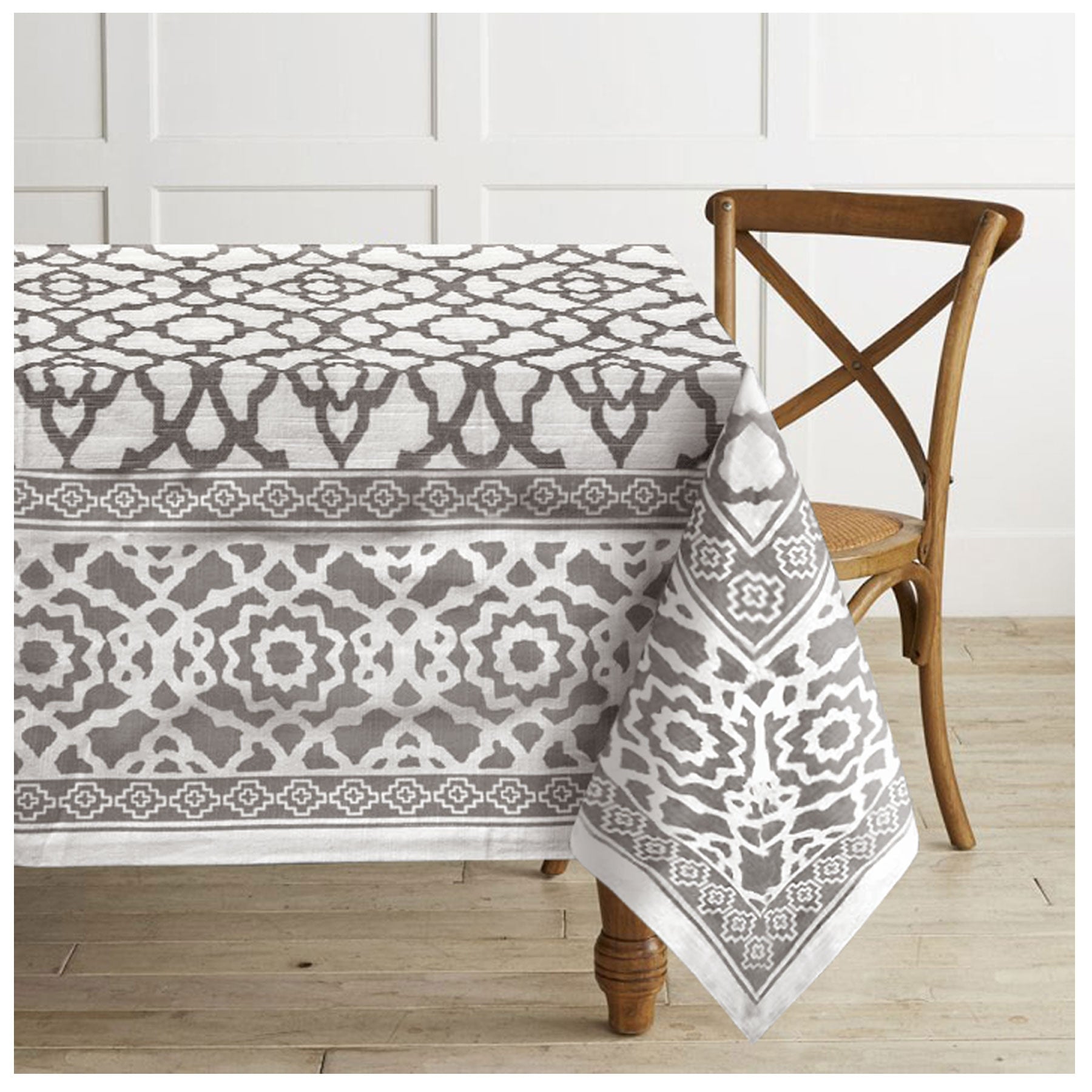 Rans Pure Cotton Vintage Tablecloth Rectangular 150 x 260 + 4cm Grey