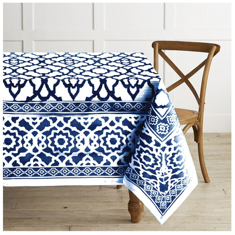 Rans Pure Cotton Vintage Tablecloth Rectangular 150 x 300 + 4cm Indigo