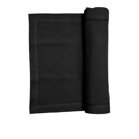 Elegant Hemstitch Table Runner Black 33 x 180cm