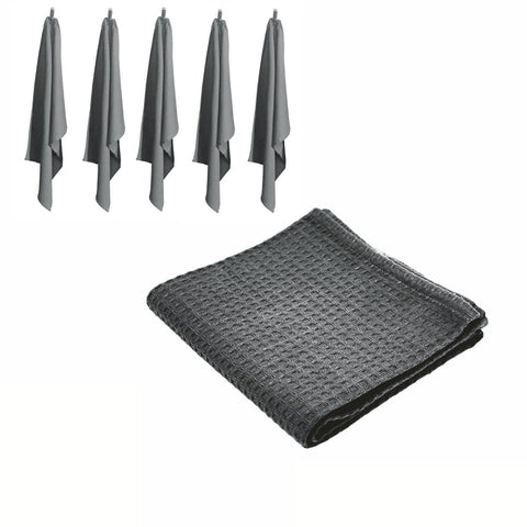 Rans Set of 6 Cotton Waffle Tea Towels 50 x 70cm Charcoal Grey