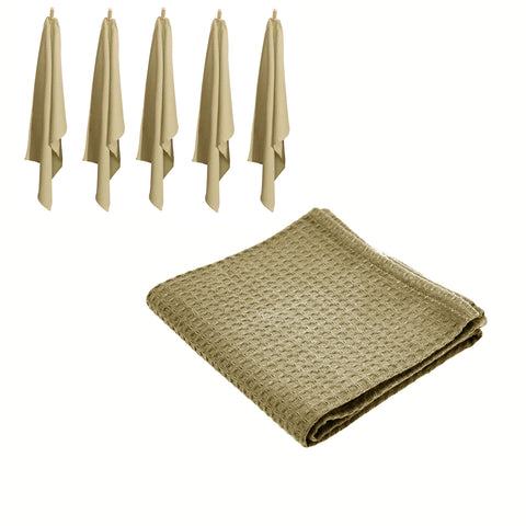 Rans Set of 6 Cotton Waffle Tea Towels 50 x 70cm Latte Brown