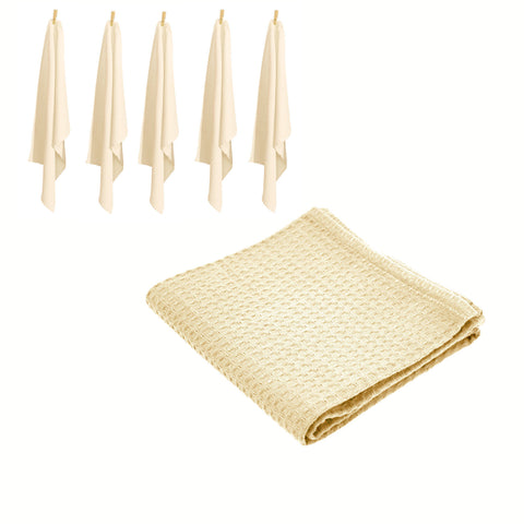 Rans Set of 6 Cotton Waffle Tea Towels 50 x 70cm Natural