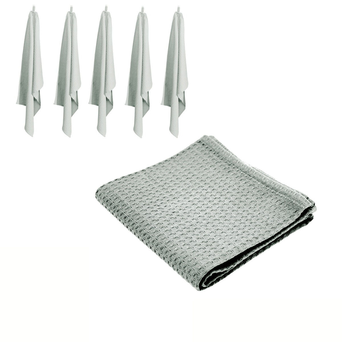Rans Set of 6 Cotton Waffle Tea Towels 50x70 cm Silver Grey