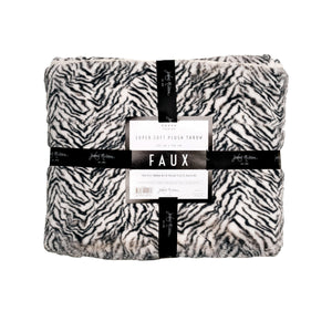 Jenny Mclean 500GSM Faux Fur Fleece Throw Blanket 127x152cm Zebra