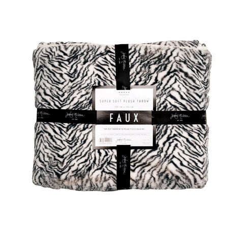 Jenny Mclean 500GSM Faux Fur Fleece Throw Blanket 127x152cm Zebra