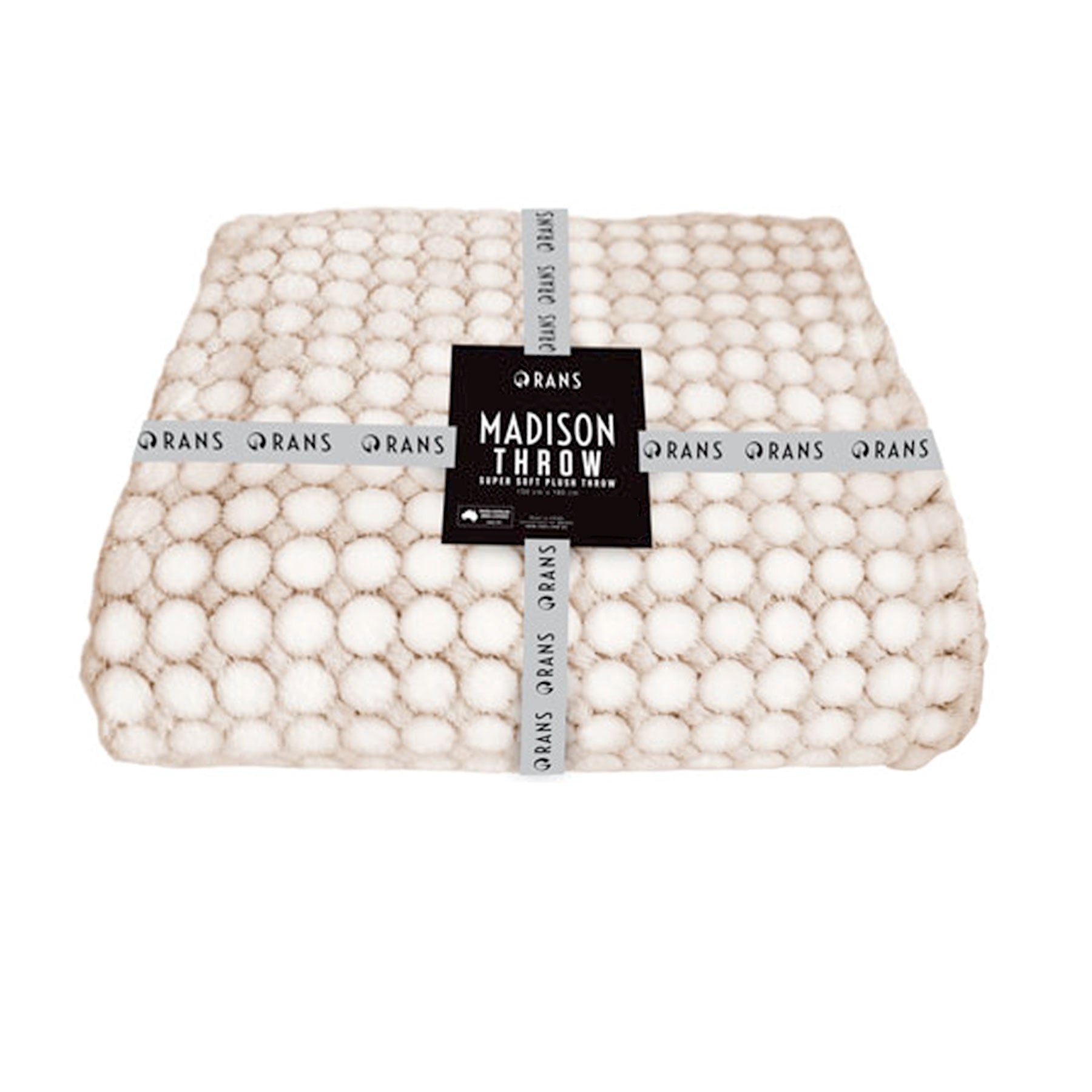 Rans Madison Polka Dot Plush Throw Blanket 130x180cm Linen