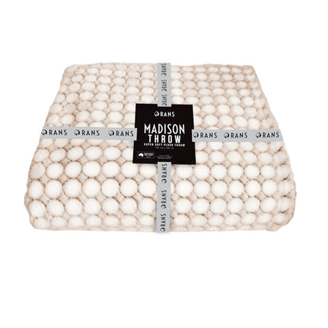 Rans Madison Polka Dot Plush Throw Blanket 130x180cm Linen