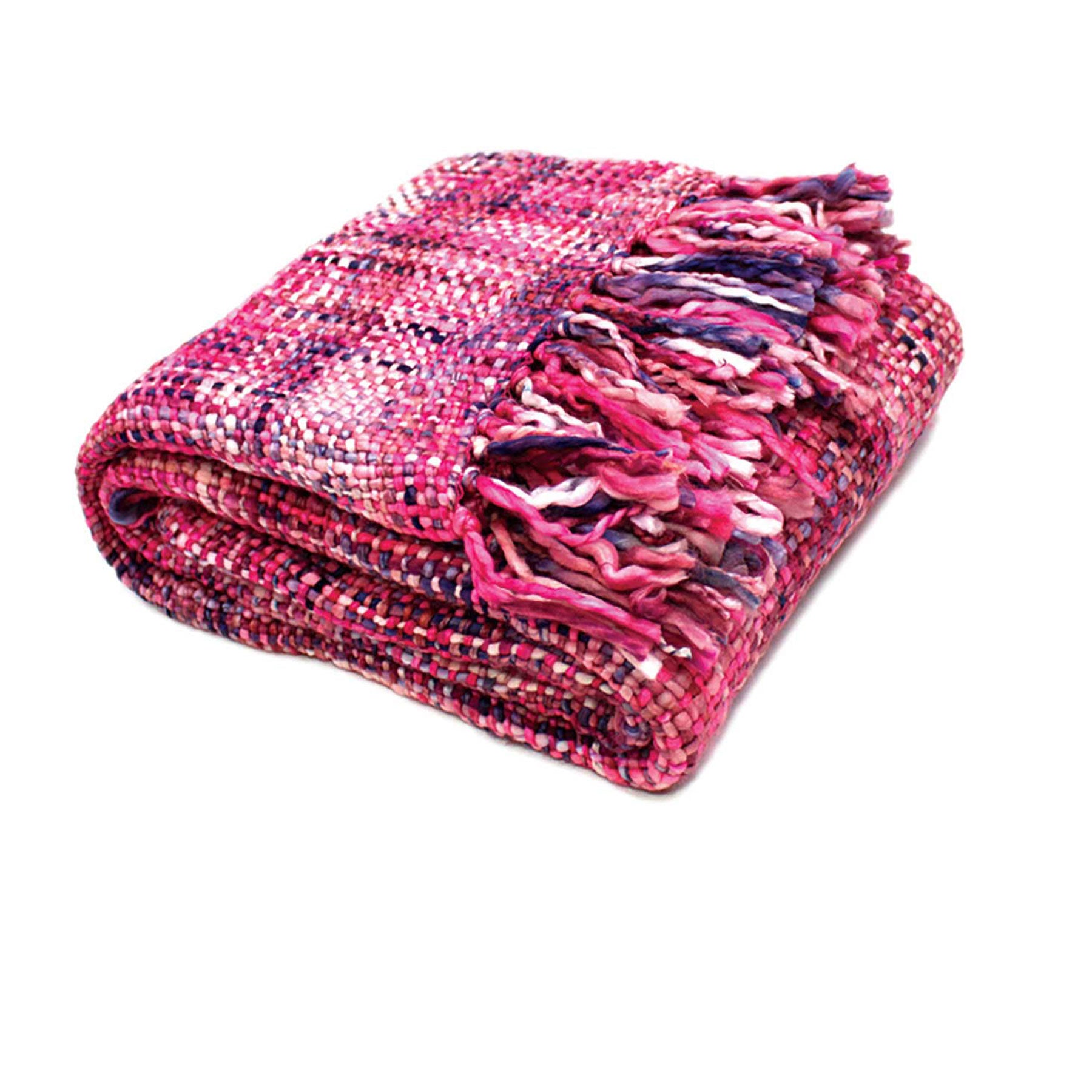 Rans Oslo Acrylic Knitted Weave Throw Blanket 127x152cm Pink Purple White