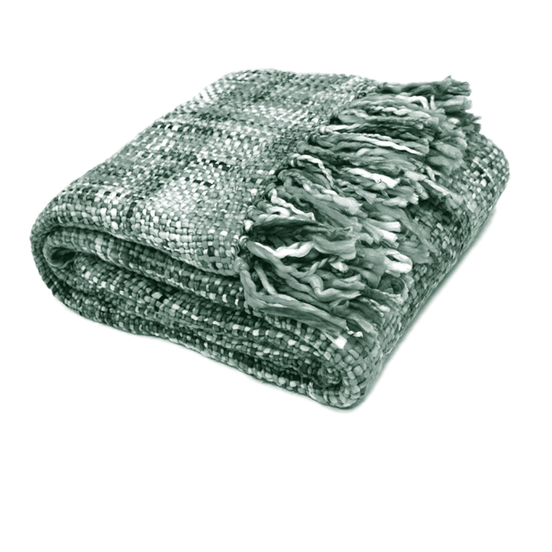Rans Oslo Acrylic Knitted Weave Throw Blanket 127x152cm Grey Green White