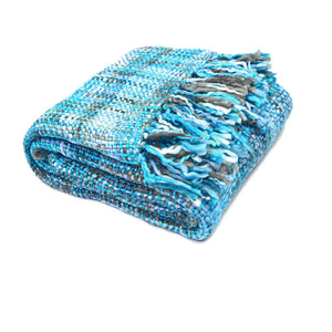 Rans Oslo Knitted Weave Throw Blankt 127 x 152cm Aqua Marine