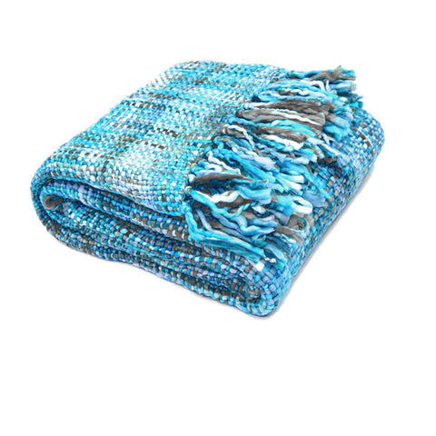 Rans Oslo Knitted Weave Throw Blankt 127 x 152cm Aqua Marine