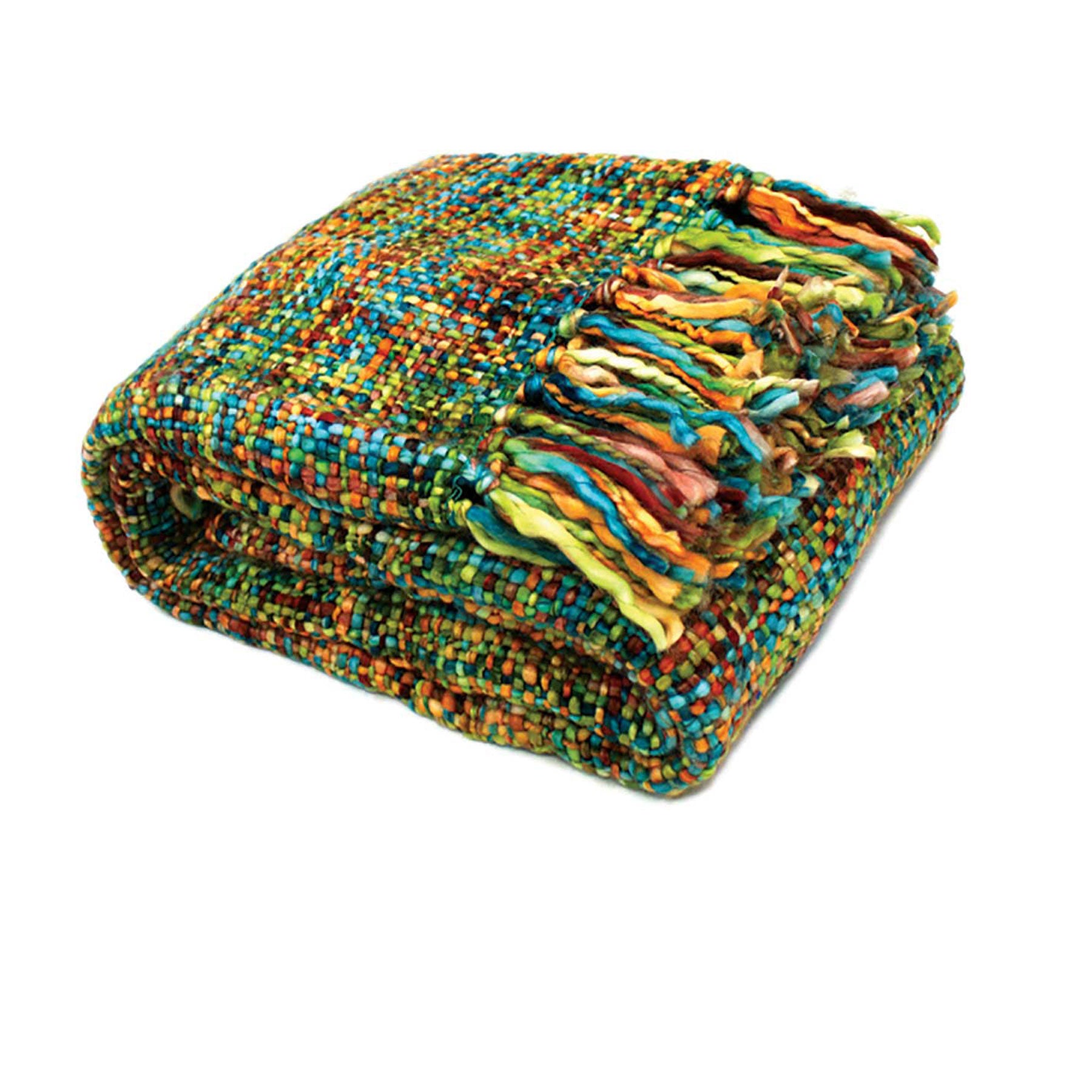 Rans Oslo Acrylic Knitted Weave Throw Blanket 127x152cm Peacock Blue Brown