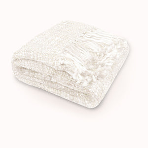 Rans Oslo Knitted Weave Throw Blanket 127 x 152cm Snow White