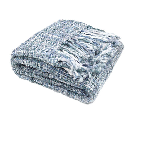 Rans Oslo Knitted Weave Throw Blanket 127 x 152cm Steel Blue