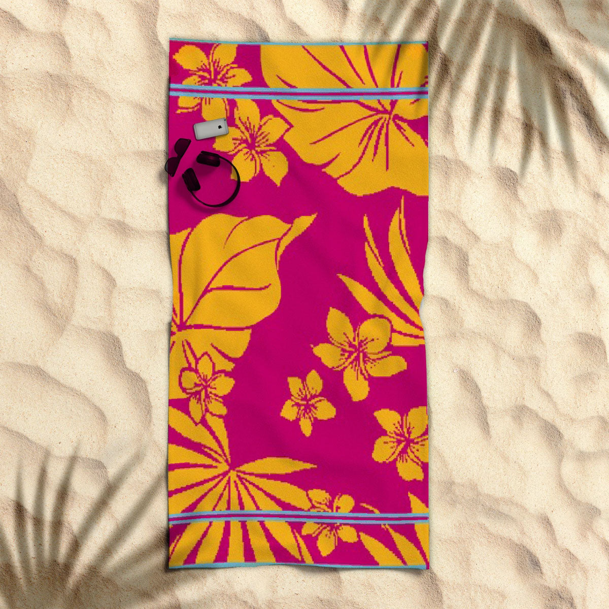 Cotton Velour Jacquard Reversible Beach Towel 400gsm Hawaii 80 x 160cm