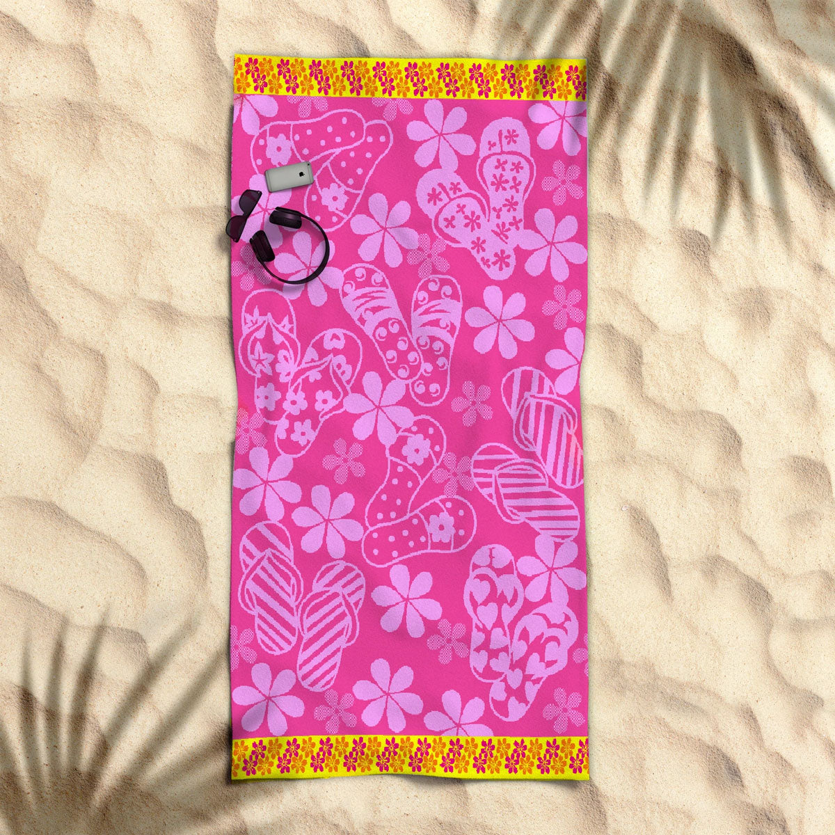 Cotton Velour Jacquard Reversible Beach Towel 400gsm Thongs 80 x 160cm