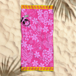 Cotton Velour Jacquard Reversible Beach Towel 400gsm Thongs 80 x 160cm