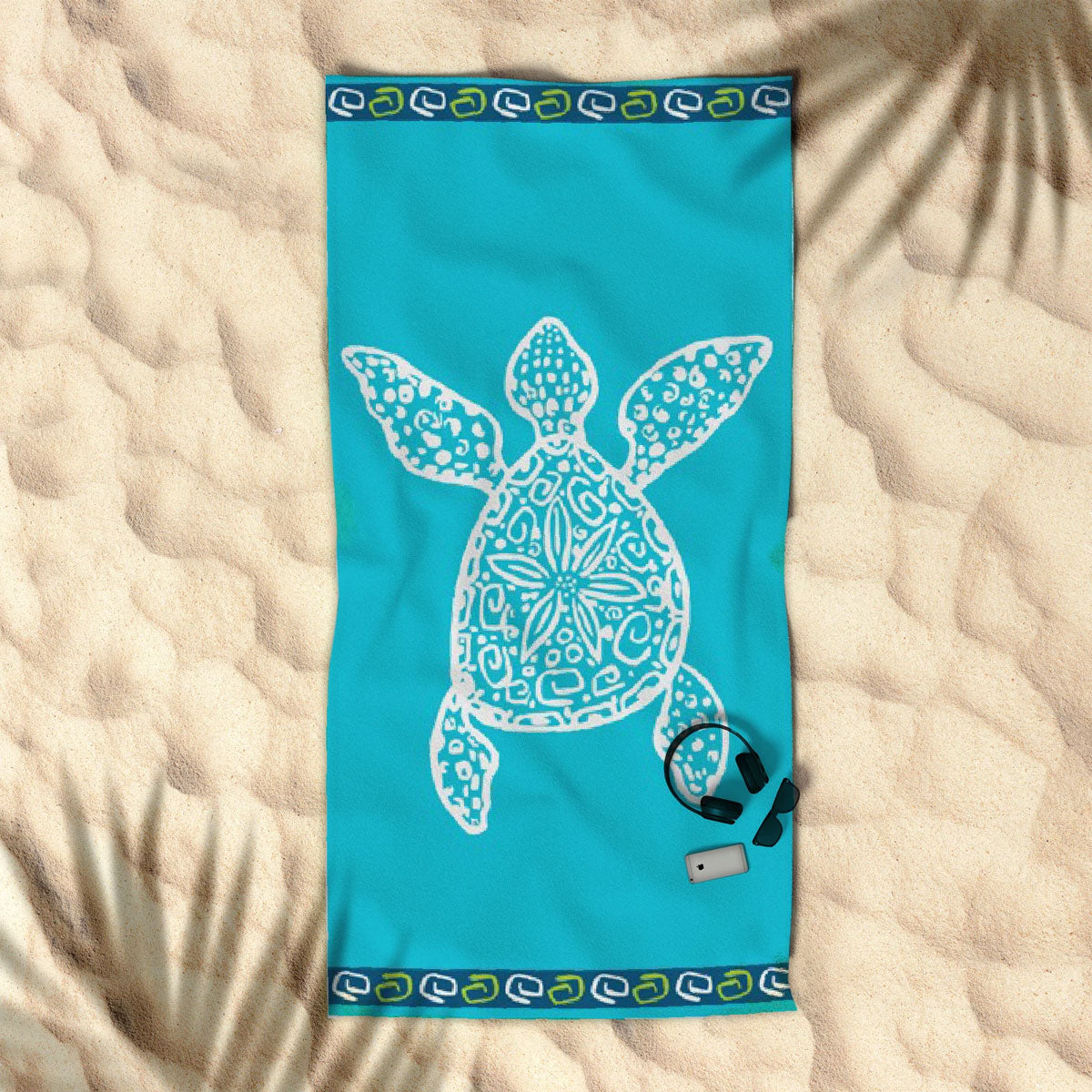 Cotton Velour Jacquard Reversible Beach Towel 400gsm Turtle 80 x 160cm