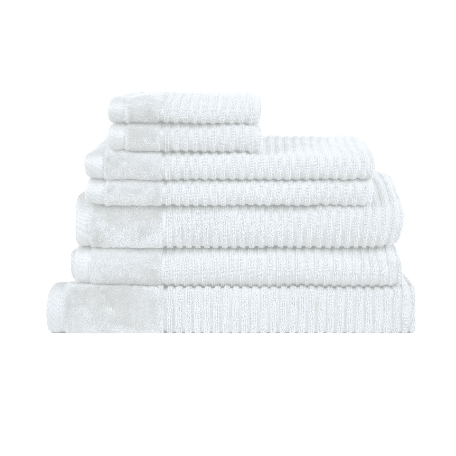 Royal Excellency 7 Piece Cotton Bath Hand Mat Washer Towel Set 650gsm White